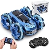 Kqpoinw Ferngesteuertes Auto, RC Cars Race Stunt Car, 2,4 GHz, 4WD, 360° Rotation, Seitwärtsdrift, doppelseitig rotierende Fahrzeuge, High Speed Offroad für Jungen Kinder RC Auto Spielzeug (Blau)