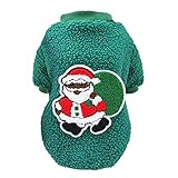 wojonifuiliy Hundepullover Weihnachten für Kleine Hunde - Hunde Katze Warme Fleece Weihnachtshaustierkleidung Winter Welpen Haustiermantel Weiche Pullover Kleidung für Christmas (Grün, XL)