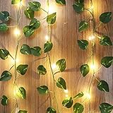 MZXUN LED-Efeuranken-Lichterkette, 2 m lang, batteriebetrieben, 2 AA oder 3 AA-Batterie, kompatibel mit Heim- und Hochzeitsdekorationslichtern (Farbe: 3)