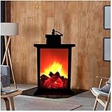 Flammenkaminlampe Led Simulation Kohlenfeuer Flammenlampe Effekt Realistische Blinkflammenlicht Mode Retro Windkaminlampe Tragbare Laterne Dekoration Für Party Bar Festival Desktop schmück
