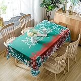 Tischdecke Rechteckige Schneeflocken-Buchstaben Tischdecken Tischtuch Leinendecke Leinen Optik Lotuseffekt Fleckschutz Pflegeleicht abwaschbar schmutzabweisend Farbe & Größe Wählbar 90 x 90