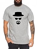 Heisenberg Herren T-Shirt Hermanos Bad Mr White Breaking, Farbe:Dunkelgrau Meliert;Größe:M