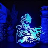 3D Illusion Lampe,3D LED Nachtlicht My Hero Academia Anime lampe Todoroki Shoto 3D Led nachtlicht für Kinder Dekor Weihnachten Geburtstag Geschenk Manga Tischlampe 7 Farben berü