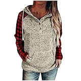 Blingko Kapuzenpullover Damen Langarm Pullover Sweatshirt mit Kapuze Sport Hoodies Top Langarmshirt Streetwear Herbst Winter Freizeit Bluse Kapuze Kordelzug Tasche Frauen Teenager M