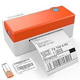 K Comer Etikettendrucker 4 x 6 Label Printer-thermodrucker Etikettenmaschiene Mac/Windows Versandetikettendrucker für DHL UPS Amazon Ebay Shopify Etsy (Orange)