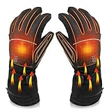 XFSHKJS Wiederaufladbare beheizte Handschuhe Wasserdichter Fingertip-Touchscreen Versteckte Batterietasche Motorrad Skifahren Winter Thermohandschuhe für Männer Frauen,8000 mAh,XL