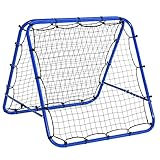 HOMCOM Baseball Rebounder Kickback Tor Rückprallwand Netz beidseitiger Rückprall Faltbar Stahl+PE Blau 100 x 95 x 90