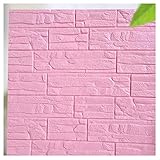 KAERMA Art Wall Wohnzimmer Schlafzimmer Hintergrund Wanddekoration Brick Schaum-Wand-Aufkleber Selbstklebende Weiße Ziegel-Tapete Dekorationswerkzeuge (Color : Pink)
