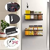 2 Stk Hängeregal für Kühlschrank Kühlschrank Regal Magnet Montage Gewürzregal mit Ablage Haken Küchenregal Küchen Organizer Aufbewahrung Magnetischer Speicher Organisator Regal Gewürzglasgestell Kü