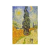 Malerei Leinwand Straße mit Zypresse und Stern Von Van Gogh Berühmte Poster Drucke Wandkunst Dekorative Bilder Wohnzimmer 80x100cm (32x39in) R