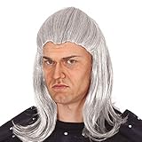 NET TOYS Authentische Witcher Perücke für Erwachsene - Grau - Außergewöhnliches Herren-Kostüm-Zubehör Zauberer Perücke Geralt von Riva - EIN Highlight für Fasching &