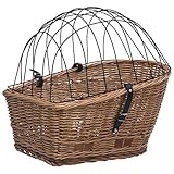 vidaXL Fahrrad Gepäckträgerkorb mit Abdeckung Fahrradkorb Weidenkorb Transportkorb Gepäckträger für Haustier Hundefahrradkorb 55x31x36cm Naturw