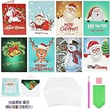 Diamond Painting Weihnachtskarten Set,8 Stück Weihnachten Karten,5D DIY Diamant Painting Gruß Karten,Weihnachten Malerei Geschenkkarte,Handgefertigte Grußkarten,Weihnachtskarte Für Geburtstag F