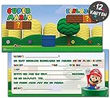 Super Mario Einladungskarten Kindergeburtstag | 12 Geburtstagseinladungen | Kindergeburtstag Einladungskarten für Jungen & Mädchen |Mottoparty