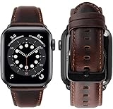 MroTech kompatibel mit Apple Watch Armband 45mm 44mm 42mm Leder Ersatzarmband für iWatch Serie 7/6/SE/5/4/3/2/1 Lederarmband Echtleder Uhrenarmband Schwarz Schnalle Band 42/44/45 mm-C