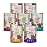 MjAMjAM - Premium Hundesnack - Snackbag Multipack Muskelfleisch (1*Kaninchen, 1*Pute, 2*Hühnchen, 1*Rind, 1*Wild, 1*Pferd, 1*Känguru), getreidefrei, Monoprotein, 8 x 100g, 4520M1