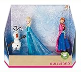 Bullyland 13446 - Spielfiguren-Set, Walt Disney Frozen - Die Eiskönigin, Elsa, Anna und Olaf, Geschenkbox, als Torten-Figuren, detailgetreu, PVC-frei, Geschenk für Kinder zum fantasievollen Sp