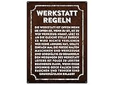 Metallschild 28x20cm WERKSTATT REGELN Wandschild Garage Hobbyraum Männer Sprü