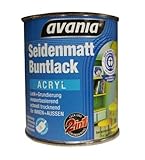 Avania Seidenmatt Buntlack / Acryllack / farblos / 375 ml / 2 in 1 Klarlack u. Grundierung / Malerqualität für Holz, Putz,Beton, Mauerwerk, Kunststoff,Eisen, Stahl, Metall,Zink, Aluminium, Kup