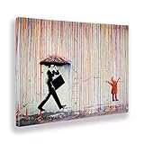 Giallobus - Bild - Druck AUF LEINWAND - Banksy - Regen VON Farben - 50 x 70