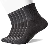 Well Knitting Herren Diabetiker Socken Nicht Bindend Top Nahtlose Zehen Dünne Viertel Socken 6 Paar, 6 Paar dunkelgraue Knöchelsocken, Larg