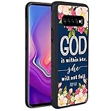 JINXIUSS Handyhülle für Samsung Galaxy S10 mit Bibelvers Gott Christian Schwarz Slim Gummi Rahmen Full Body Schutz Cover Case für Samsung Galaxy S10 F