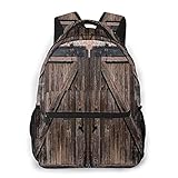 SXCVD Lässiger Rucksack,Rustikale Textur der alten Schiebetür aus Holz,Business Laptop Rucksack Schultasche,Wanderreise Tagesrucksack für Herren,Damen,Teenag