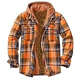 Seringlings Herren Flanelljacke Karo Jacke Kariert Flanellhemd Karohemd Thermohemd mit Reißverschluss Mikro Fleece Gefüttert Winterjacke Freizeithemd H