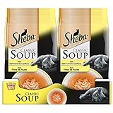 Sheba Classic Soup – Katzenfutter als Snack zur Ergänzung – Hühnchenbrustfilets in einer köstlichen Suppe – 48 x 40g