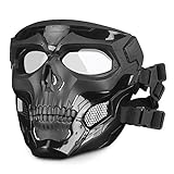 HUNTVP Taktische Maske Schädelmaske Militär Schutzmaske Herren Gesichtsmaske Tactical Mask für Cosplay Halloween Outdoor, Typ-1 Schw