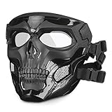 HUNTVP Taktische Maske Schädelmaske Militär Schutzmaske Herren Gesichtsmaske Tactical Mask für Cosplay Halloween Outdoor, Typ-1 Schw