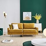 Nyyi 2 sitzer Sofa Schlafsofa Zweisitzer Klein 2-Sitzer Couch Schlafsessel Bettsofa Sessel Sitz Kleines Sitzen für Er EIN Einer Zweier Mein Personen Samt Stoffsofa Farbauswahl (Gelb)