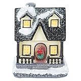 Lurrose LED Weihnachtshaus Beleuchtet mit Schnee Harz Weihnachtsdorf Häuser Winterdorf Weihnachtsstadt mit Beleuchtung Miniatur Haus Deko Weihnachten Dekoration Winter Xmas Deko Kinder Geschenk