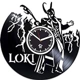 Kovides Loki Vinyl Wanduhr Wanduhr Modern Loki & Thor Uhr Valentinstag Geschenk für Jungen Geschenk für Ihn Wanduhr Vintage Geschenk für Mann Schallplattenuhr Loki Vinyl W