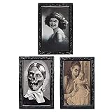 TRIXES 3-er Pack Halloween 3D Lentikular Magic Hologramm Wackelbilder - Wandportäts mit Horror Grusel Effelt als Dekoration für gespenstische, gruselige Themenpartys - 38 cm x 25