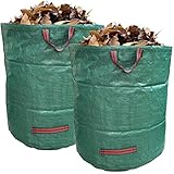 2er Set XXL Gartenabfallsäcke - 272 Liter stabiler Gartensack mit Griffen Laubsack wasserabweisend, reißfest, UV-stab