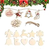 100 Stück Holz Christbaumschmuck, DIY Weihnachtsdekoration Holz, Holz Weihnachten Anhänger, (8CM × 8CM), Gelten Handwerkliche Verzierungen Für Weihnachten Weihnachtsbaum DIY Dek