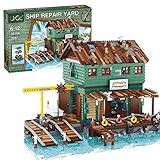 Myste Modular Haus Bausteine, Seaside Streetscape Werft-Reparaturwerkstatt Stadthaus Architektur Modell, 3281 Klemmbausteine Bausatz Kompatibel mit Lego Ideas 21310 Alter Ang