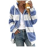 Übergroße flauschige Mäntel, Damen-Kapuzenpullover, Sherpa-Fleece-Jacken, Übergröße, Winter, langärmelig, modisches Sweatshirt, blau, 90