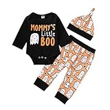 Neugeborene Halloween Kostüm Kleinkind Baby Mädchen Jungen Bekleidungsset Strampler Body Top + Hose Kleidung Sets mit Hut Set (Schwarz,12-18 Monate)