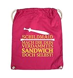 Comedy Bags - Schildmaid mach dir Dein verdammtes Sandwich doch selbst! - Turnbeutel - 37x46cm - Farbe: Pink/Gelb-W