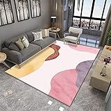 kinderteppiche pink Modernes Wohnzimmer rosa Pastell geometrisches Muster weicher Anti-Milben-Teppich rutschfest Teppich babyzimmer 80X160CM Teppich Jungen 2ft 7.5''X5ft 3''