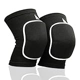 LAUTER SCHUTZ ® Premium Knieschoner aus atmungsaktivem Gewebe mit Kniescheibenpolster für Volleyball, Handball, Tanzen, Mountainbiking & mehr (Schwarz, L)