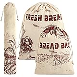 Ruisita 3 Stück Leinen-Brotbeutel in 3 Größen Brot-Aufbewahrungstasche Wiederverwendbare Kordelzug-Lebensmittel-Aufbewahrungstasche für Brot, D