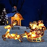 Reooly LED Weihnachtsdeko aussen - Rentier mit Schlitten beleuchtet außen für einen weihnachtlichen Garten - Weihnachten Deko LED Figuren/Weihnachtsbeleuchtung auß