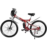 Bedroom Ebikes Für Erwachsene, Faltendes Elektrisches Bike MTB Ditbike, 26'48 V 10ah 350w Ip54 Wasserdichtes Design, Einfache Speicherklappbare Elektrische Klappbare Klappbare Männer(Color:rot)