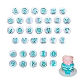 Simon Lee Woodham 36 Stück Ausstecher Buchstaben und Zahlen Fondant, Großbuchstaben und Zahlen Form, Fondant Kuchenschneider Formen, für Fondant, Soft Candy Kuchen, Kekse, Schokolade (blau)