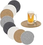 Anicoll Untersetzer für Getränke, handgefertigte geflochtene Glasuntersetzer(4,3 Zoll, rund, 8 mm dick), Superabsorbierende hitzebeständige Untersetzer für Getränke, Bar, Glas, tolles Geschenk