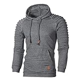 Herren Sweatshirt Herbst Winter Slim Mode Casual Plaid Kapuzen Langarm Sportjacke Taschen Solide Blusen Tops, dunkelgrau, S