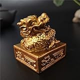 ASDBHMASA Goldene chinesische Drachen Statue Figuren Imperial Jade Siegel Handwerk Home Dekoration Feng Shui Jahr Sternzeichen Drachen Skulptur S